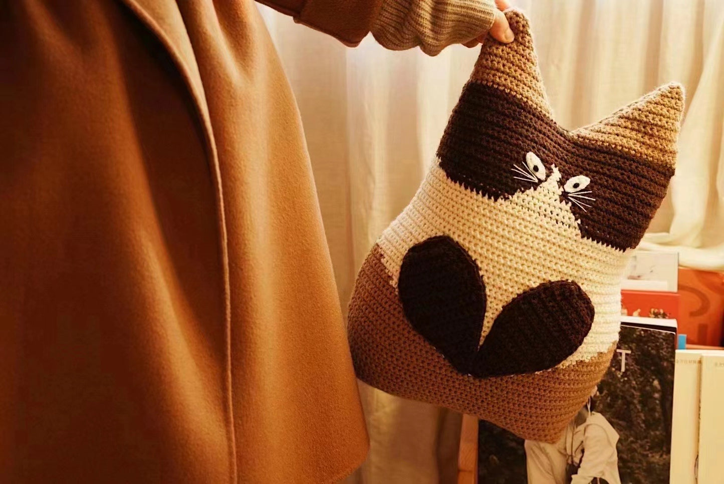 Calico cat pillow