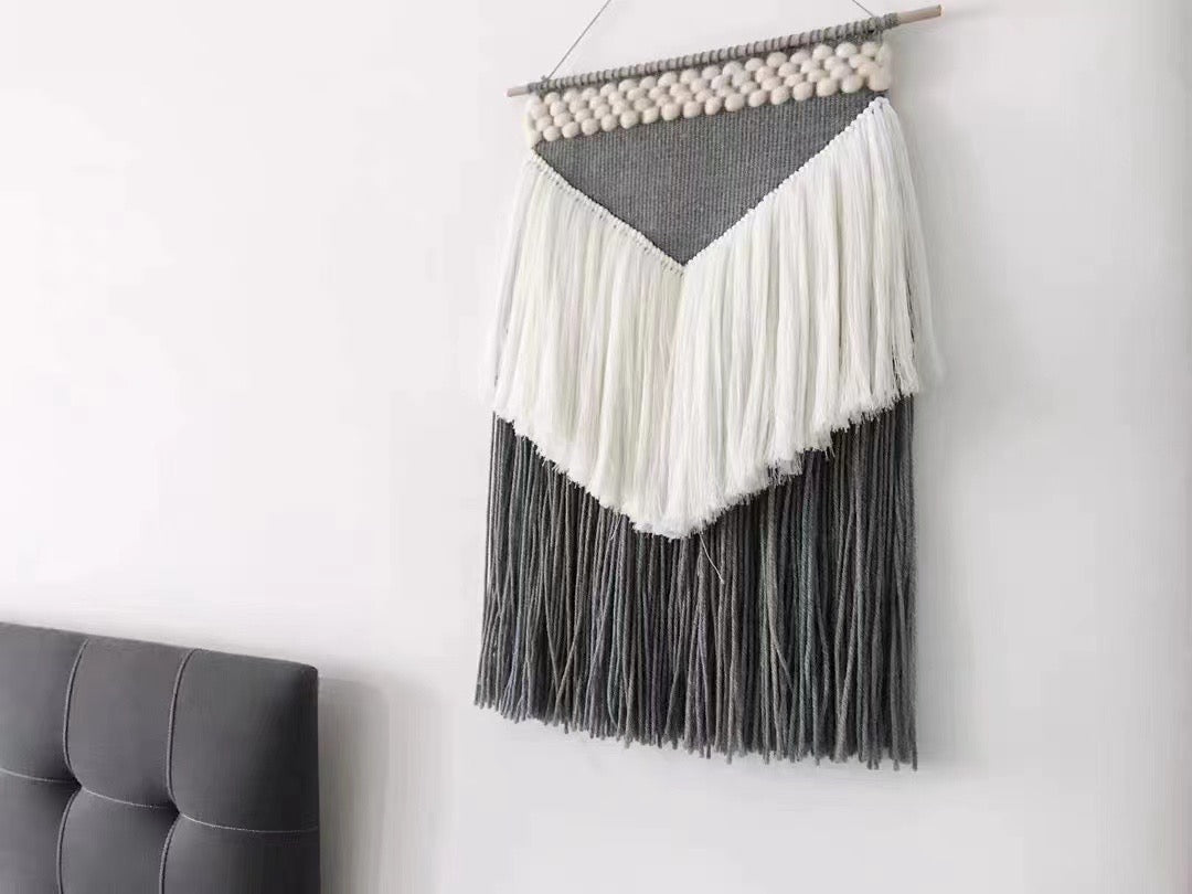 Black, white and gray triangle tassel Wall Hanging