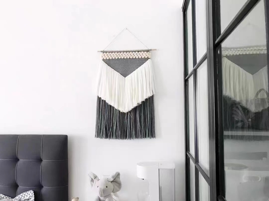 Black, white and gray triangle tassel Wall Hanging