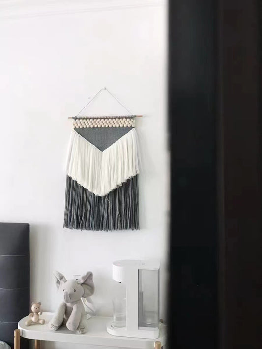 Black, white and gray triangle tassel Wall Hanging