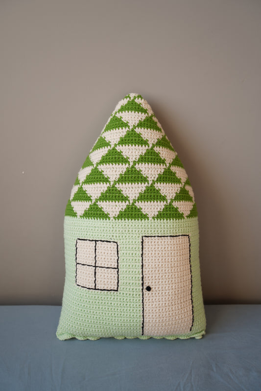 Green Cottage Crochet Pillow