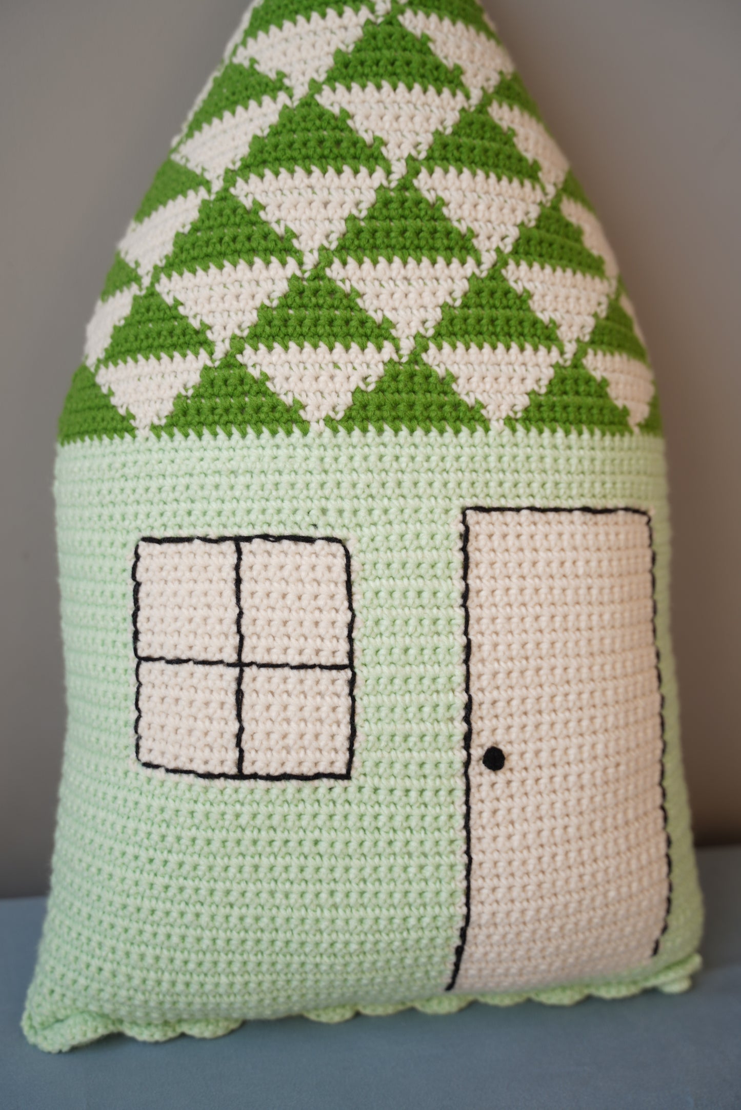 Green Cottage Crochet Pillow