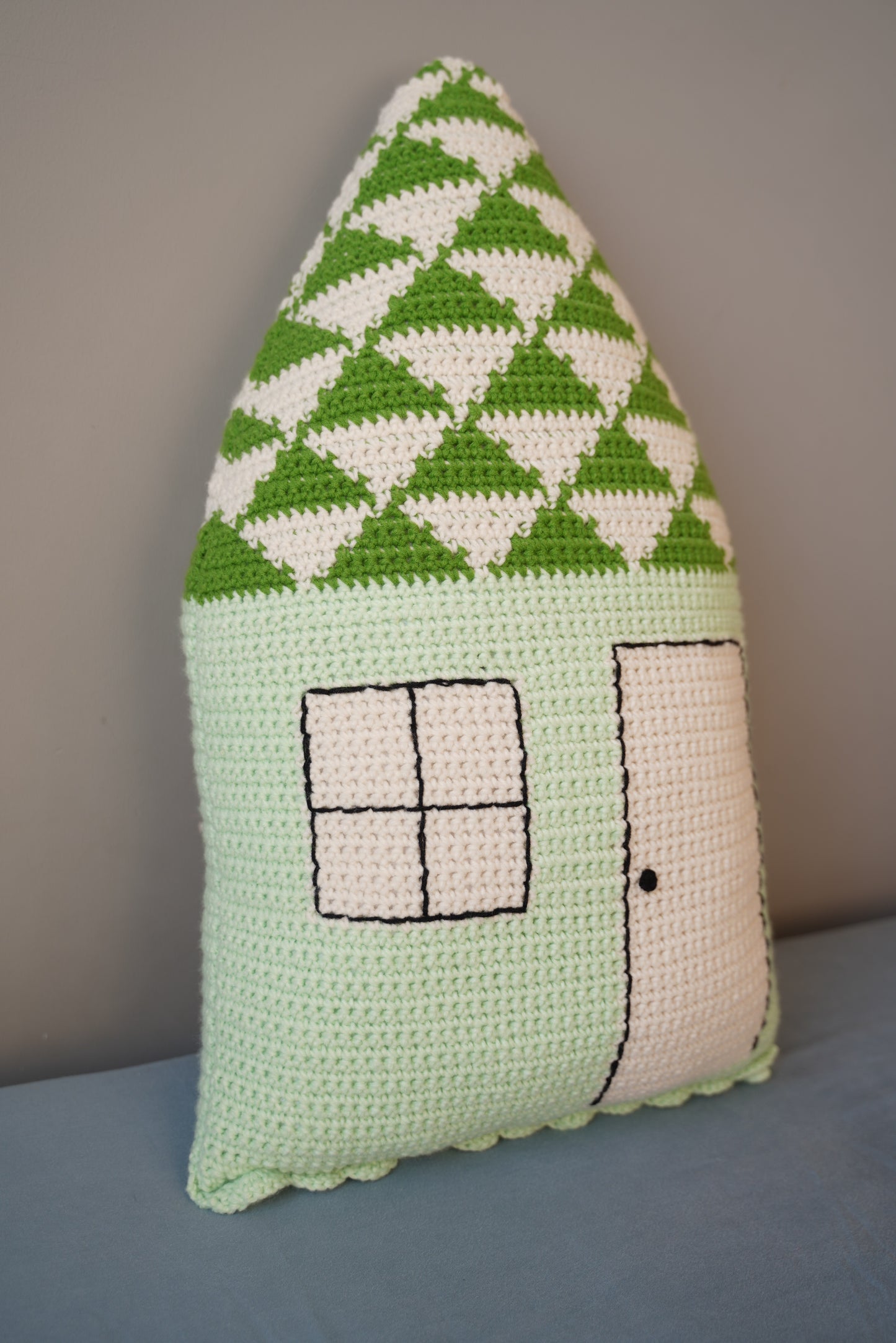 Green Cottage Crochet Pillow