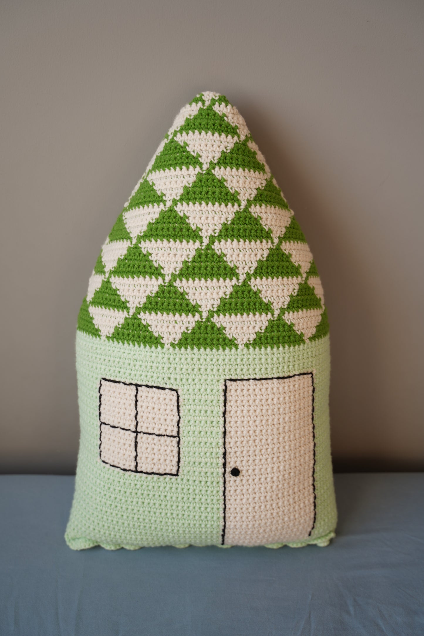 Green Cottage Crochet Pillow