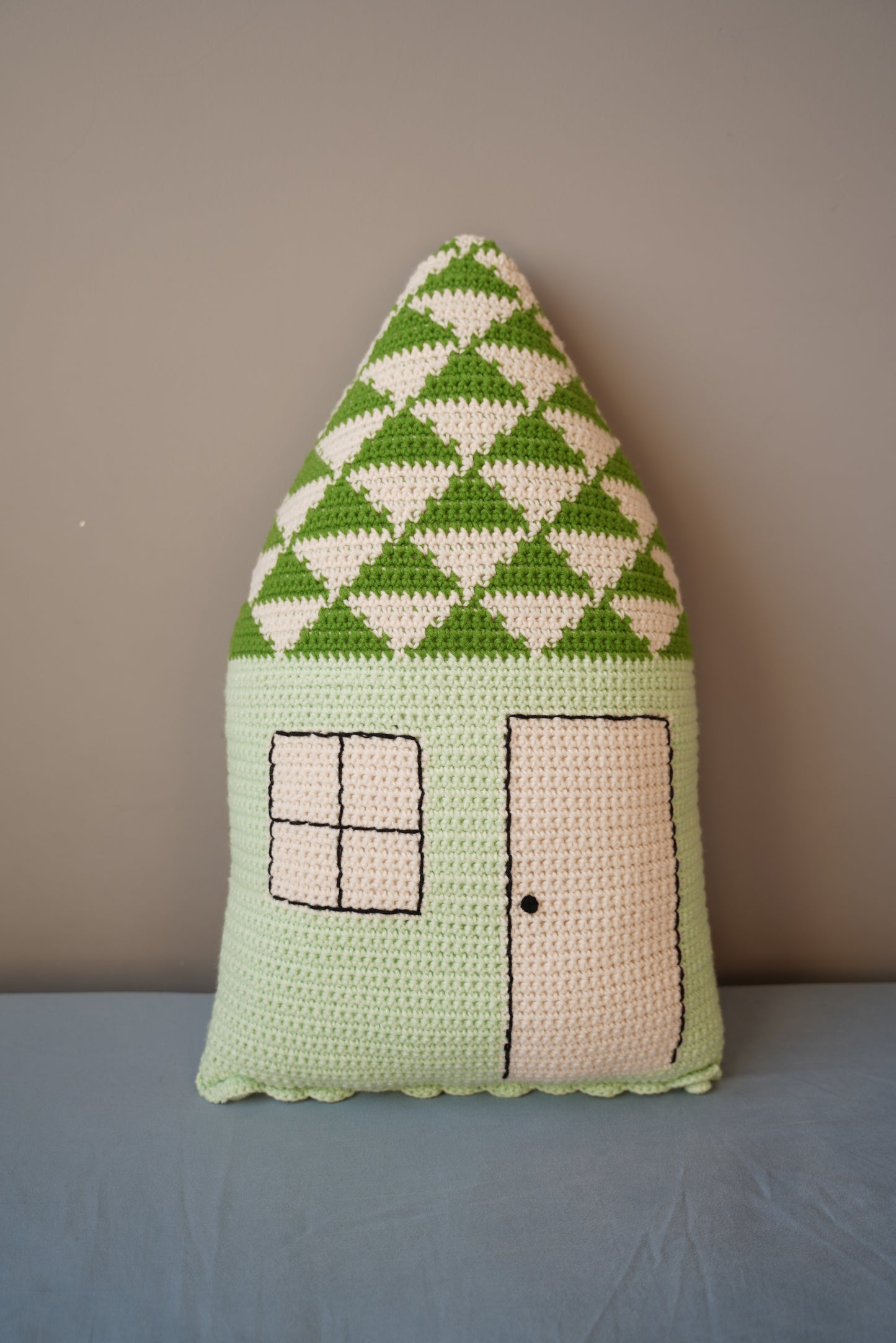 Green Cottage Crochet Pillow