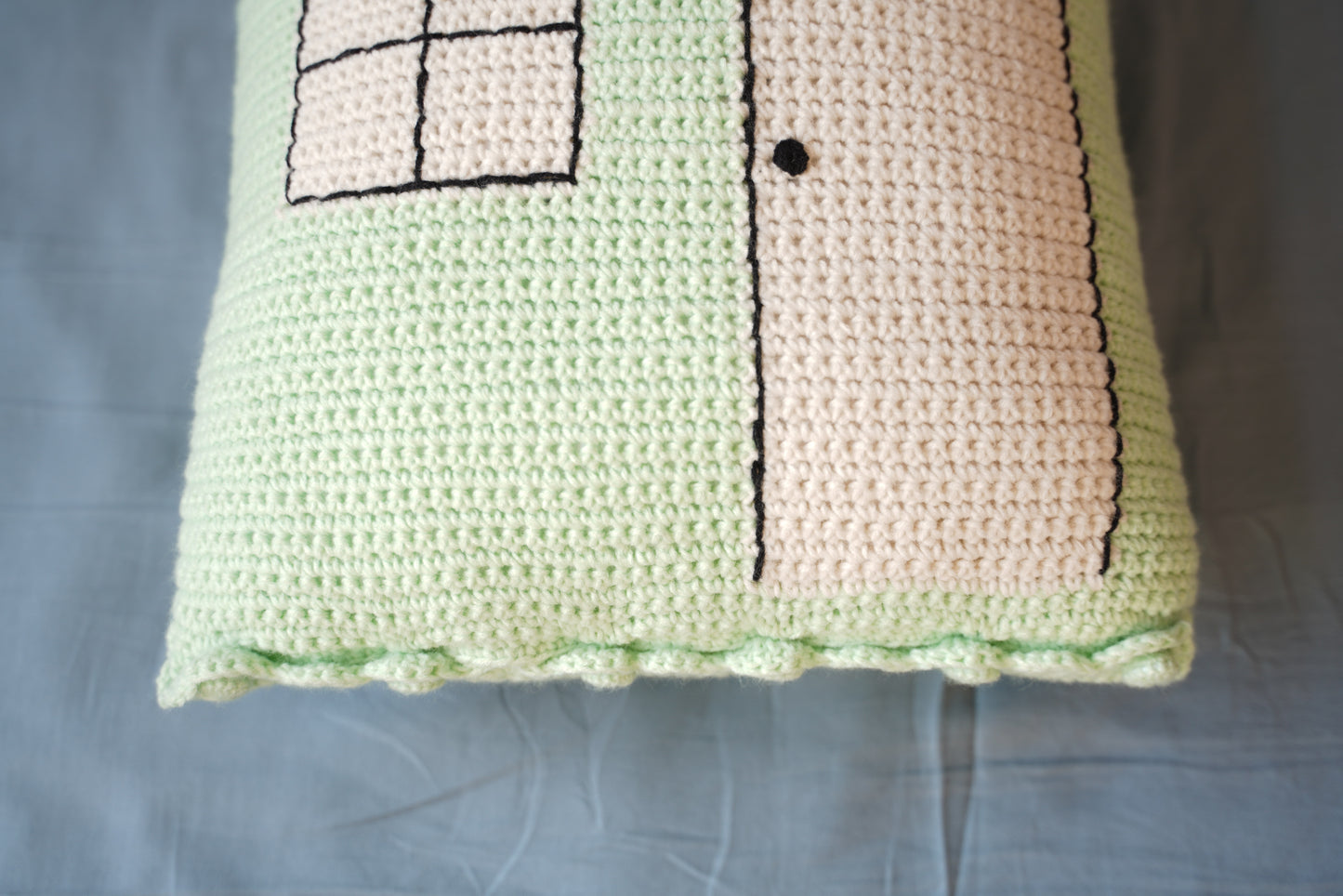 Green Cottage Crochet Pillow