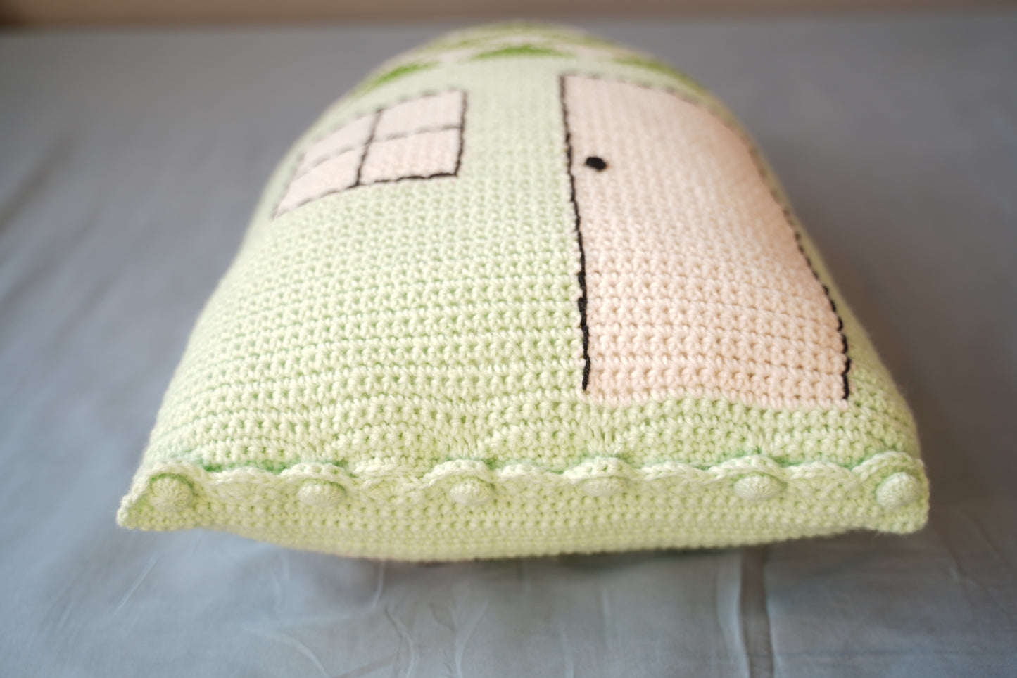 Green Cottage Crochet Pillow